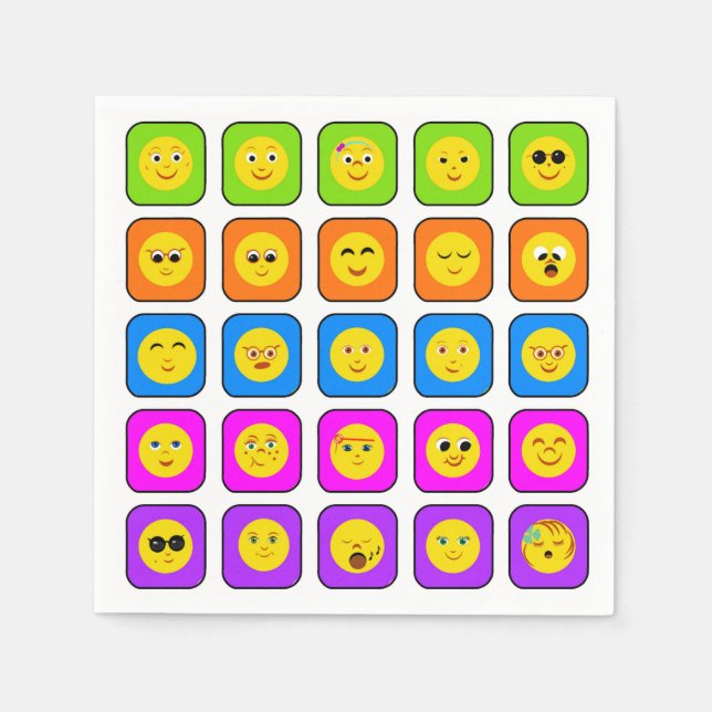 Niedliches Rainbow Happy Face Emoticons Muster Serviette (Vorderseite)