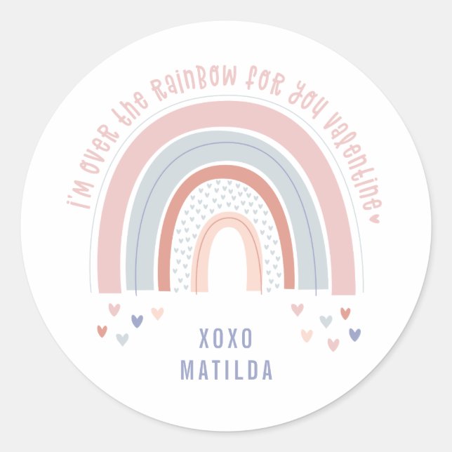 Niedliches Rainbow-Herz-Klassenvalentin Runder Aufkleber (Vorderseite)