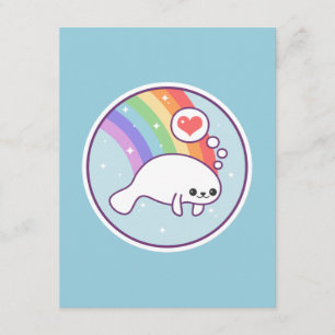 Niedliches Rainbow Manatee Geburtstagsaufenthalt Einladung