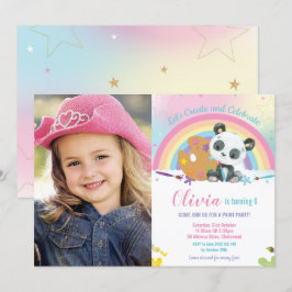 Niedliches Rainbow Panda Art Party Paint Birthday  Einladung