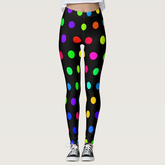 Niedliches Rainbow Polka Dots Muster Leggings (Vorderseite)