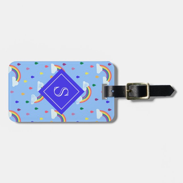 Niedliches Rainbow Sky Muster Personalisiert Gepäckanhänger (Vorderseite horizontal)