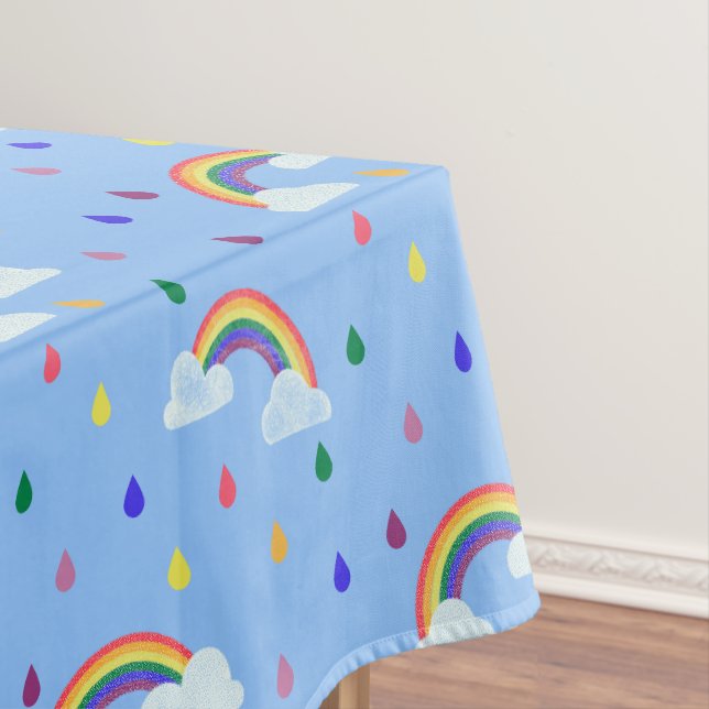 Niedliches Rainbow Sky Raindrops Muster Tischdecke (Beispiel)