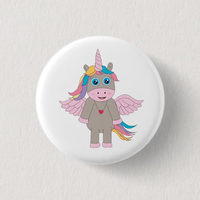 Niedliches Rainbow Unicordesign Button (Vorderseite)