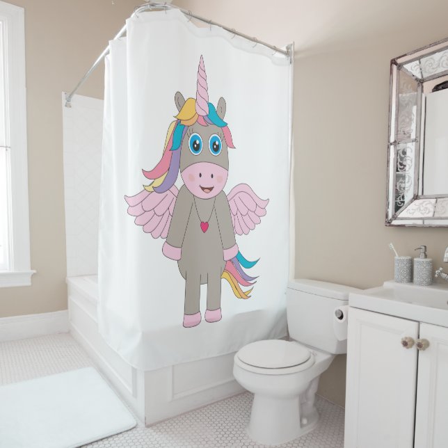Niedliches Rainbow Unicordesign Duschvorhang (Beispiel)