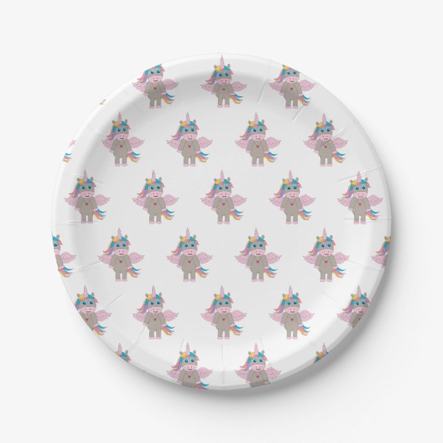 Niedliches Rainbow Unicordesign Pappteller (Vorderseite)