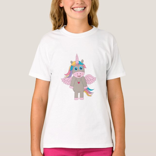 Niedliches Rainbow Unicordesign T-Shirt (Vorderseite)
