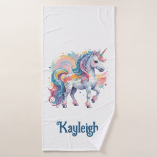 Niedliches Rainbow Unicorn Badhandtuch Set
