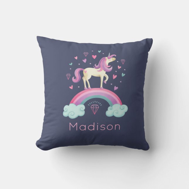 Niedliches Rainbow Unicorn Kissen (Vorderseite)
