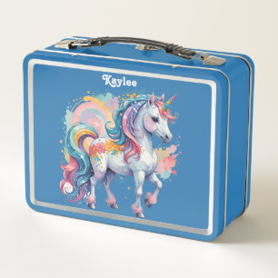 Niedliches Rainbow Unicorn Metall Brotdose