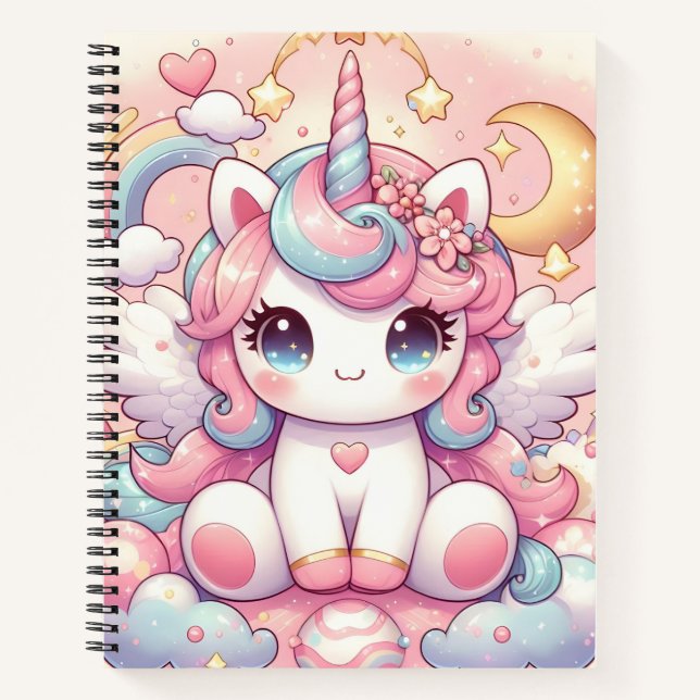 Niedliches Rainbow Unicorn Notizbuch (Vorderseite)