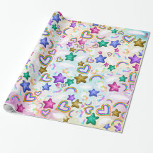 Niedliches Rainbow Unicorn Pastel Pink Wrapping Pa