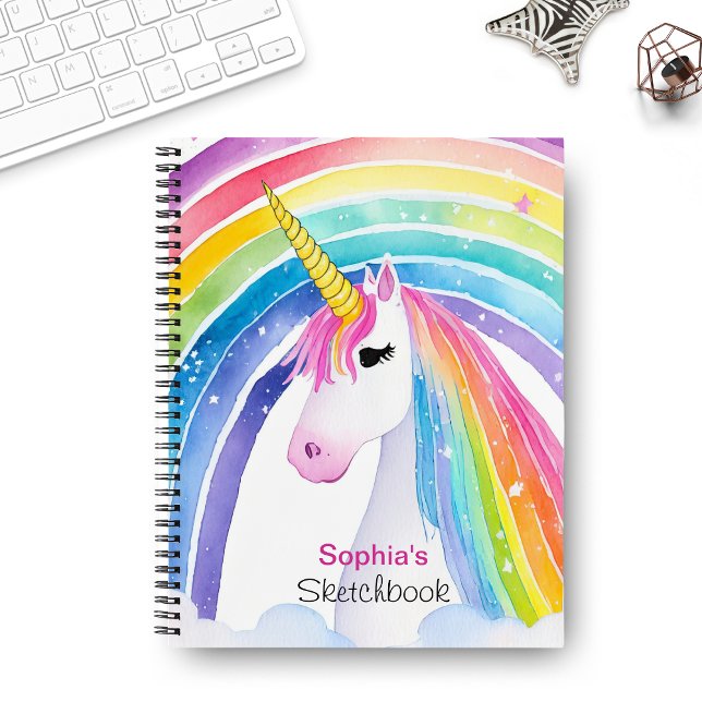 Niedliches Rainbow Unicorn Sketchbook Monogramm Ih Notizbuch (Von Creator hochgeladen)