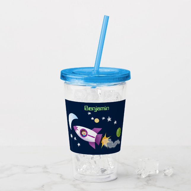 Niedliches Raketenschiff zur Darstellung des Carto Acryltrinkbecher (Rückseite Ice)