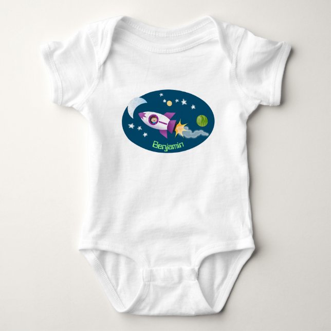 Niedliches Raketenschiff zur Darstellung des Carto Baby Strampler (Vorderseite)