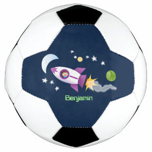 Niedliches Raketenschiff zur Darstellung des Carto Fußball