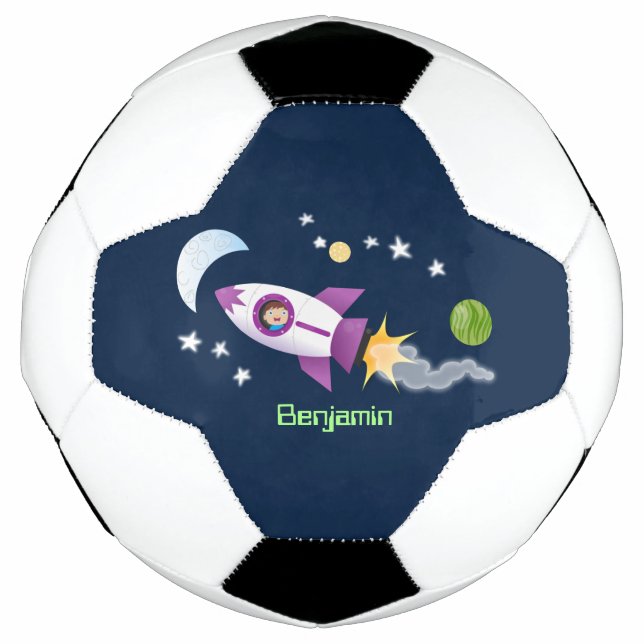 Niedliches Raketenschiff zur Darstellung des Carto Fußball (Vorderseite)