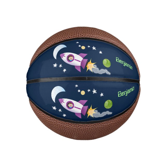 Niedliches Raketenschiff zur Darstellung des Carto Mini Basketball (Vorderseite)