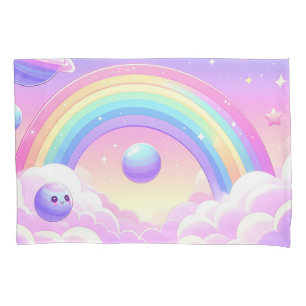 Niedliches Raumanbogendesign - Kawaii Planets & St Kissenbezug