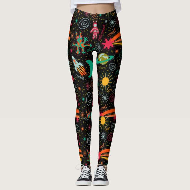 Niedliches Raummuster Leggings (Vorderseite)