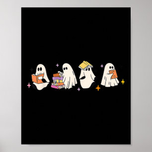 Niedliches Reading Ghost Halloween Ghost Buch Spoo Poster