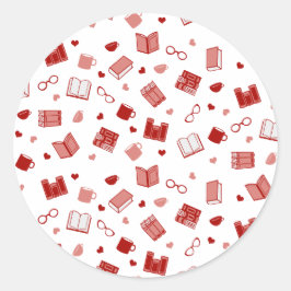 Niedliches Red Book and Reading Pattern Runder Aufkleber