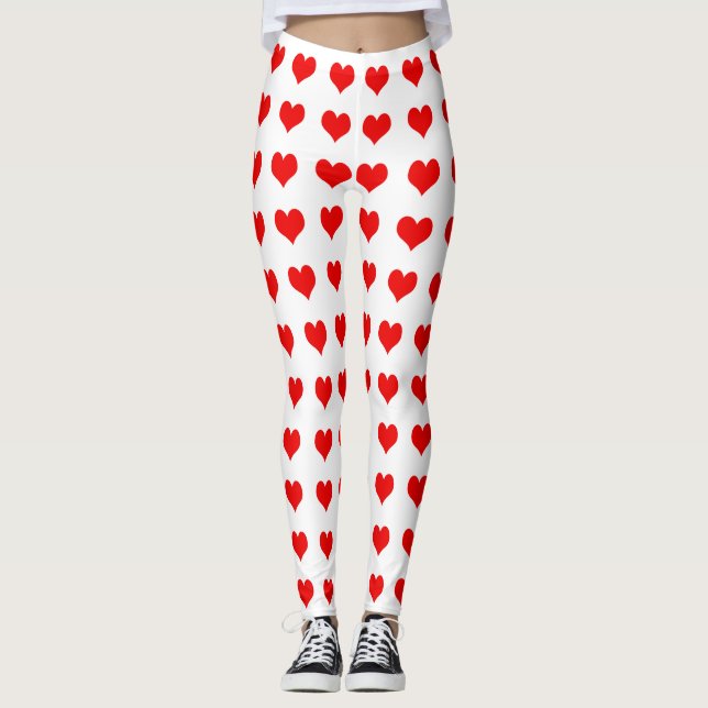 Niedliches Red Heart Design Leggings (Vorderseite)