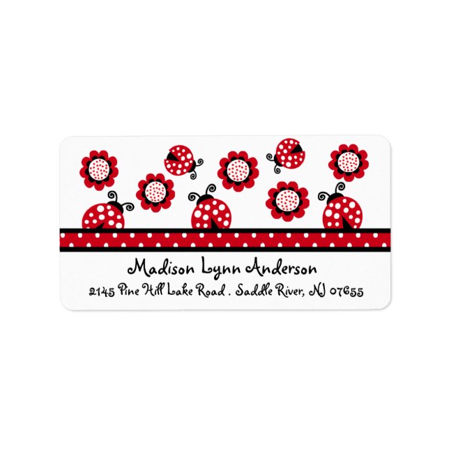 NIEDLICHES Red Ladybugs Rückgabeadresse-Label Adressaufkleber (Vorne)