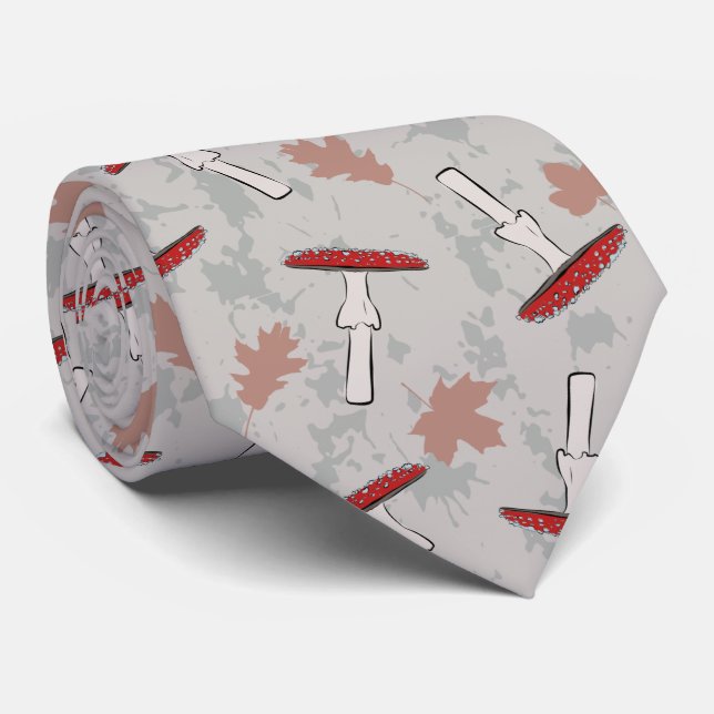 Niedliches Red Mushroom Fungi Pattern Krawatte (Gerollt)