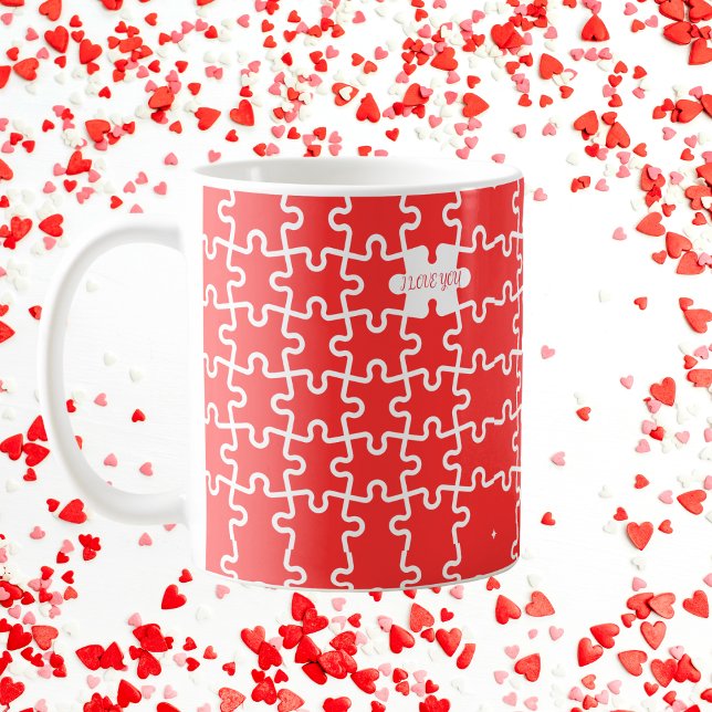 Niedliches Red Puzzle "I Liebe You" Kaffeetasse (Von Creator hochgeladen)