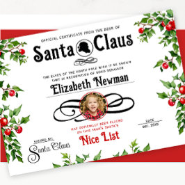 Niedliches Red Santa Naughty Nice Liste Offizielle Feiertagskarte