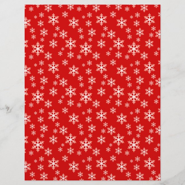 Niedliches Red Snowflake Muster Scrapbook Paper (Vorderseite)