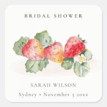 Niedliches Red Strawberry Leafy Foliage Brautparty
