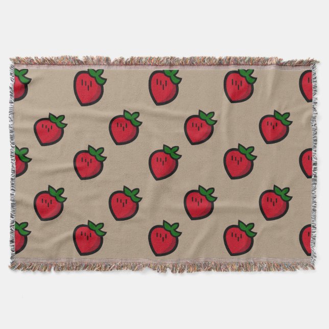 Niedliches Red Strawberry Muster für Veganer Decke (Vorderseite)