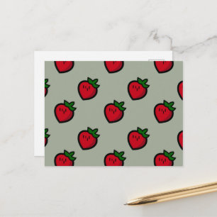 Niedliches Red Strawberry Muster für Veganer Postkarte