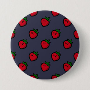 Niedliches Red Strawberry Muster für Vegetarier Button