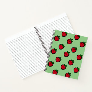 Niedliches Red Strawberry Muster für Vegetarier Notizbuch