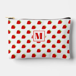 Niedliches Red Strawberry Muster Mit Monogramm Zubehörtasche