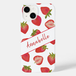 Niedliches Red Summer Strawberry Muster Personalis Case-Mate iPhone 14 Hülle