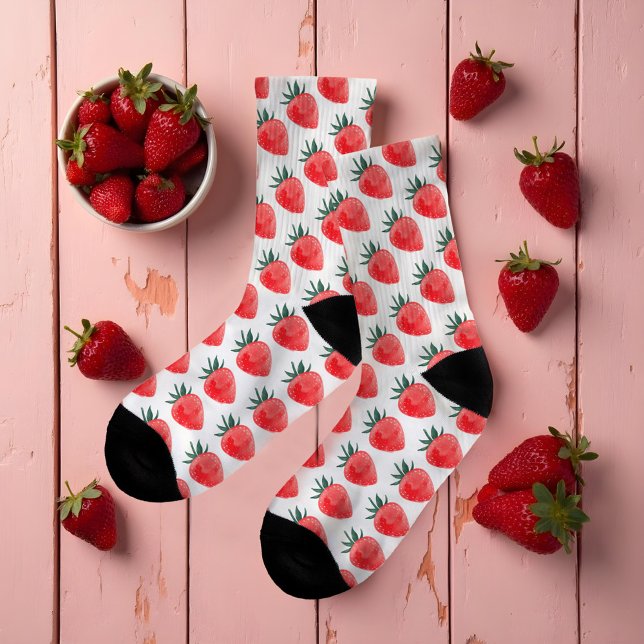 Niedliches Red Watercolor Strawberry Muster Socken (Cute Red Watercolor Strawberry Pattern Socks)