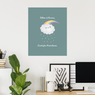 Niedliches Regenbogen-Cloud-Regen Inspiration Zita Poster