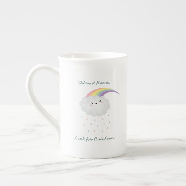 Niedliches Regenbogen-Cloud-Regen Inspiration Zita Prozellantasse (Links)