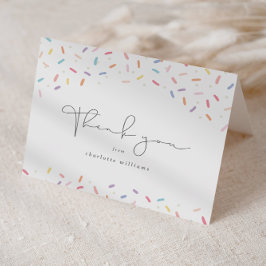 Niedliches Regenbogen Sprinkle Kinderdusche Dankeskarte