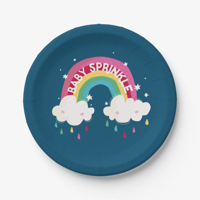 Niedliches Regenbogen Sprinkle Kinderdusche Pappteller (Vorderseite)