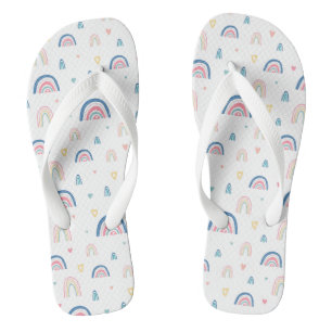 Niedliches Regenbogen- und Herzmuster Flip Flops