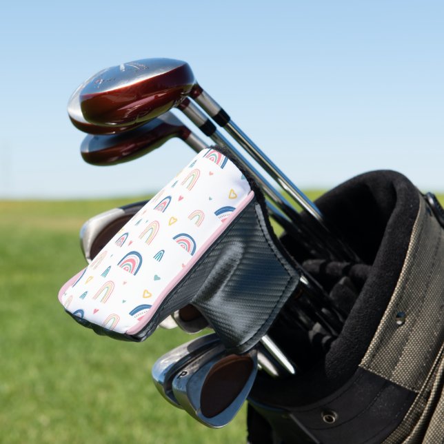 Niedliches Regenbogen- und Herzmuster Golf Headcover (In Situ)