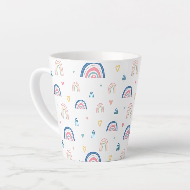 Niedliches Regenbogen- und Herzmuster Milchtasse (Linke Ecke)