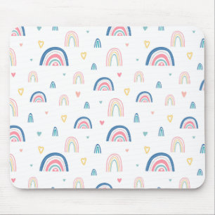 Niedliches Regenbogen- und Herzmuster Mousepad
