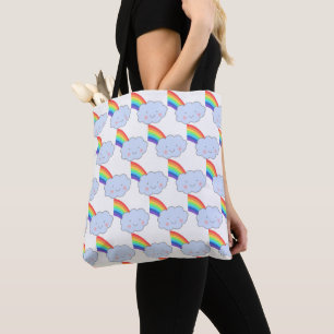 Niedliches Regenbogen- und Lächelndes Cloud-Muster Tasche