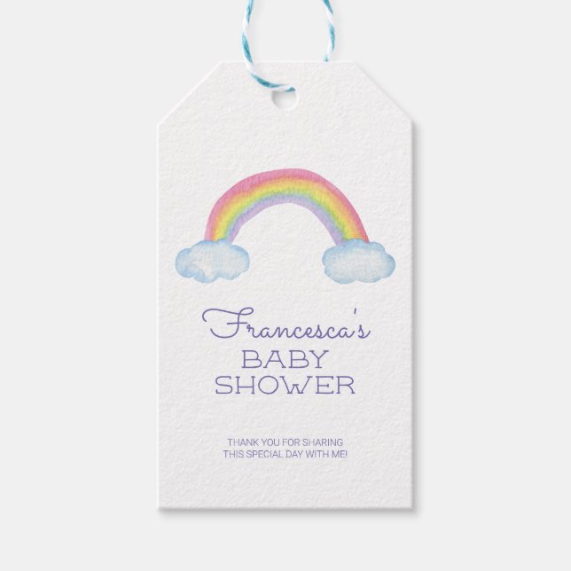 Niedliches Regenbogen und Wolkendusche Geschenkanhänger (Vorderseite)